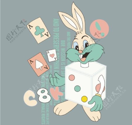 兔八哥卡通扑克色子