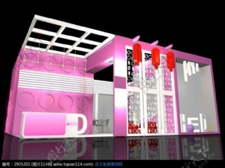 粉色化妆品展厅3d模型