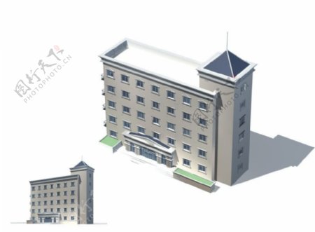 尖顶多层公建建筑3D模型