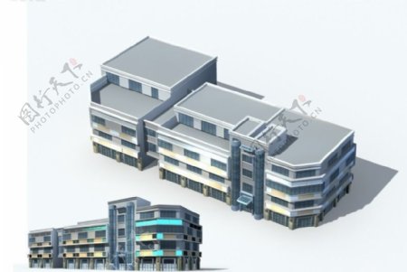 多层现代化办公楼建筑设计3D模型