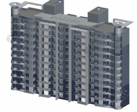 简顶小高层两联排板式住宅楼3d模型