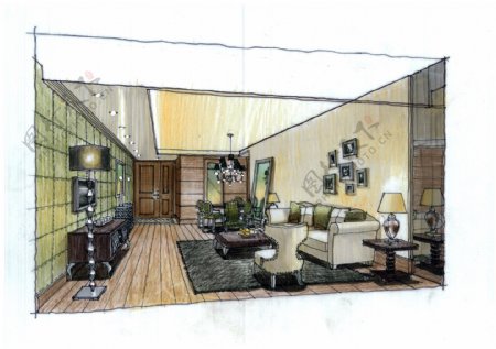 广州爱丁堡公寓设计手绘图片素材