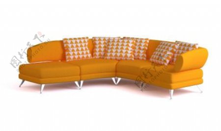 橙色时尚半月形沙发3D模型下载