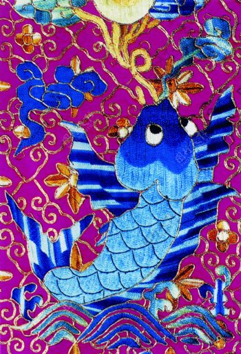蓝鱼刺绣