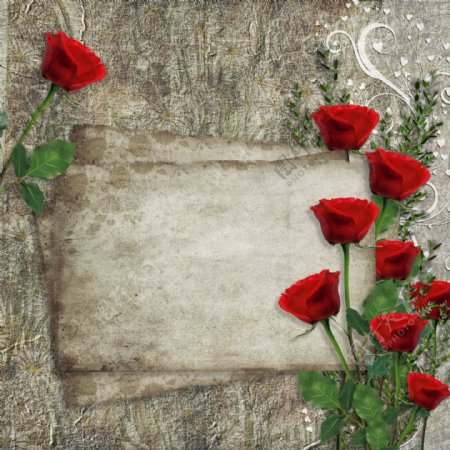 古典唯美玫瑰花装饰相框背景高清图片