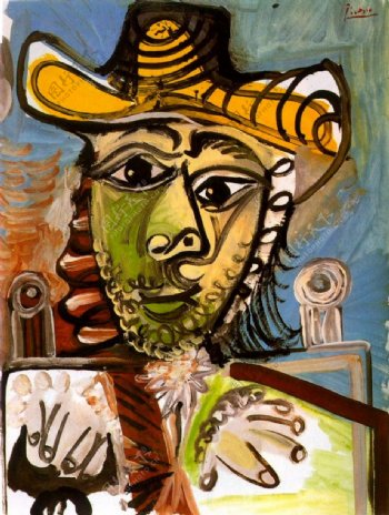 1969Hommeaufauteuil2西班牙画家巴勃罗毕加索抽象油画人物人体油画装饰画
