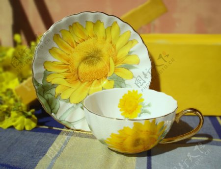 太阳花咖啡杯图片