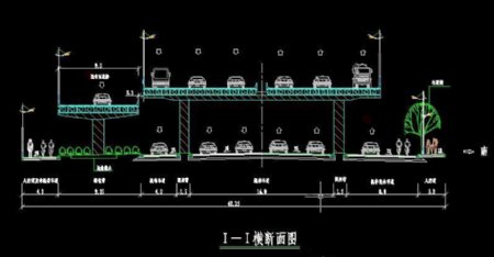 道路断面绿化施工图