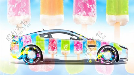 冰淇淋车广告背景