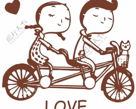 情侣自行车图片