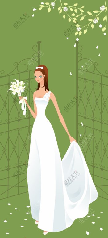 40P之6卡通系列唯美漂亮的婚纱新娘矢量素材sxzj