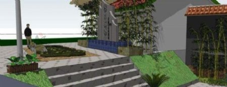 新农村改造村入口设计SU场景模型