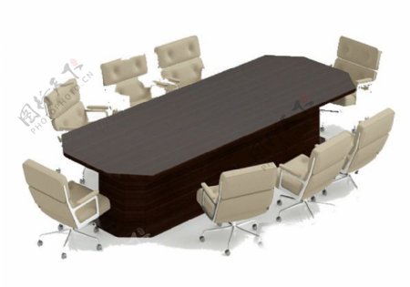 会议桌椅组合3d
