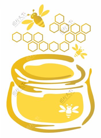 蜂蜜罐上的蜜蜂