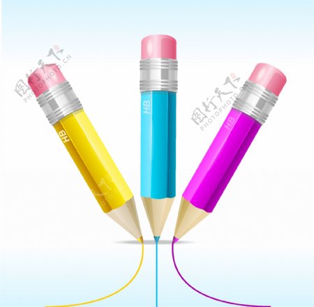 彩色CMYK铅笔素材