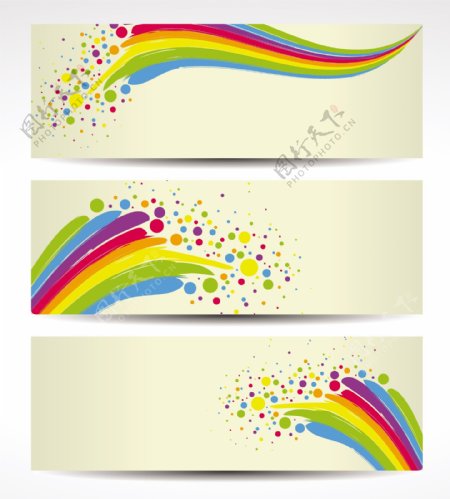 矢量彩虹缤纷圆点动感条幅素材