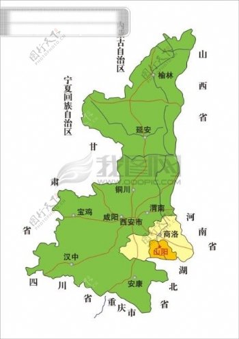 陕西省矢量地图