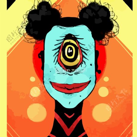 印花矢量图创意小丑专题人物小丑几何免费素材