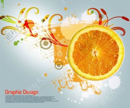 橙子创意设计橙汁花纹