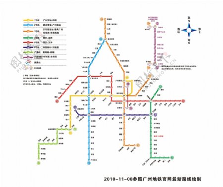 最新广州地铁线路矢量图101108
