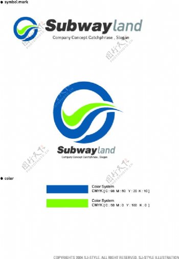 蓝色绿色LOGO设计标识设计VI识别系统