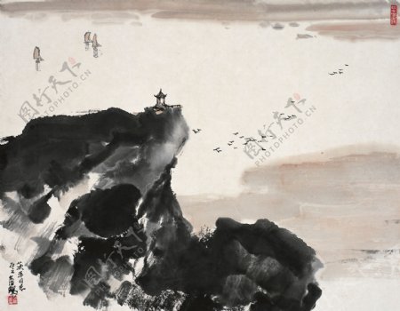 长江帆影图图片