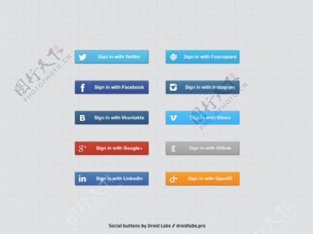 10优雅的社会媒体按钮设置PSD