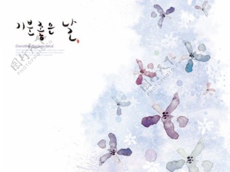韩国花朵图案泼墨效果PSD素材