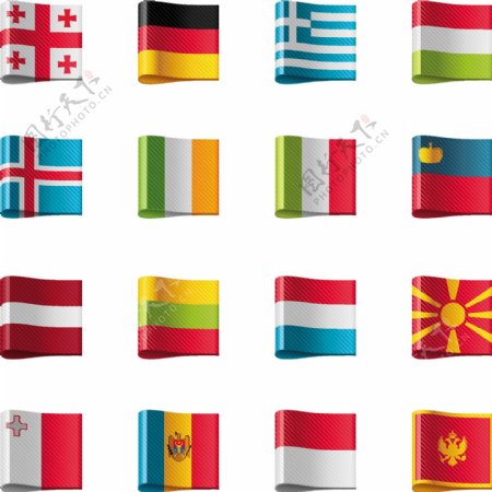世界各国国旗标签矢量素材2