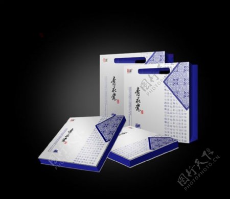 青花瓷包装礼盒PSD素材