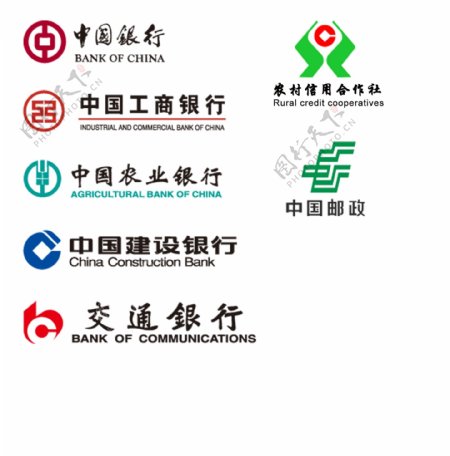 银行标志工商银行农业银行中国银行农村信用社邮政