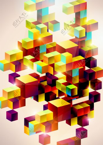 色彩方块矢量背景设计素材