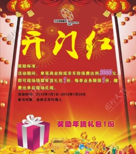春节新年开门红海报图片