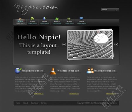 黑色web20风格网页模板图片
