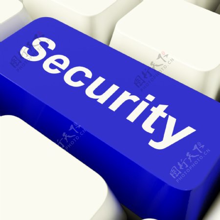 蓝色显示隐私和安全的安全计算机的关键
