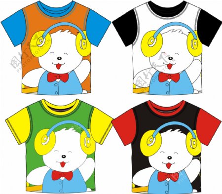 可爱卡通小熊矢量图韩版童装T恤