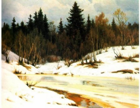 冬日风景油画图片