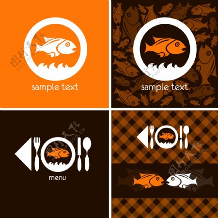 鱼主题餐厅矢量菜单设计