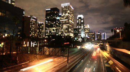 在洛杉矶市中心的时间推移录像公路股票视频免费下载