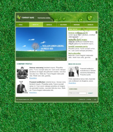 网页模板绿色自然清新健康生物科技绿草地图片