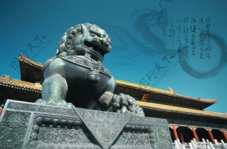 古典中国威武石狮PSD分层素