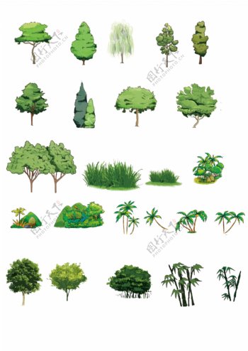 卡通小绿树PSD图片