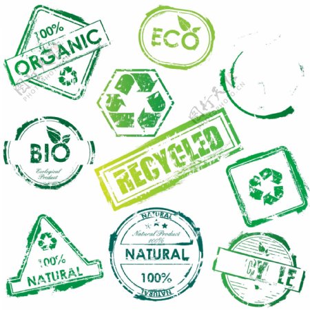 邮戳绿色环保标签贴纸图片