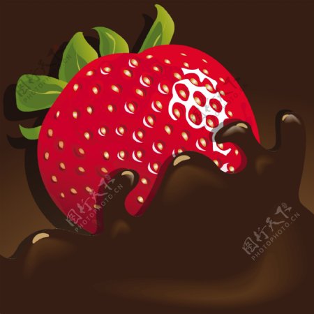 矢量图片香浓巧克力草莓背景