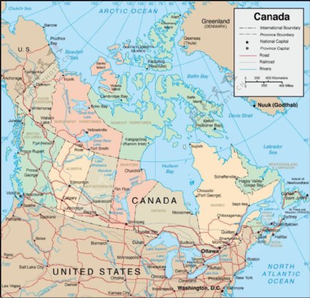 加拿大地图及其周边
