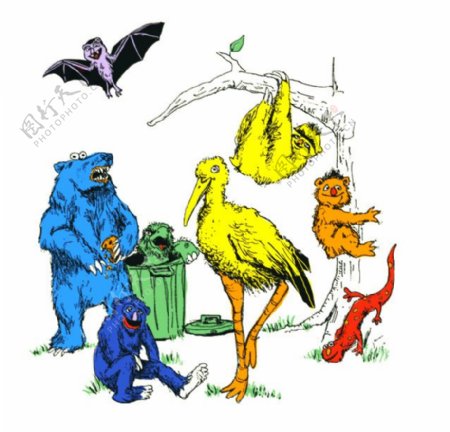 位图插画色彩抽象动物黄色免费素材