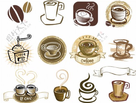 老式的咖啡标志设计矢量素材02