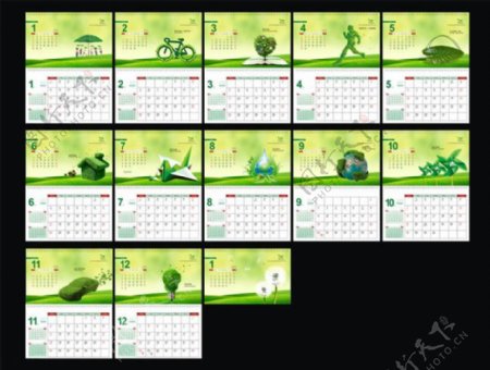 2012年环保主题日历矢量素材