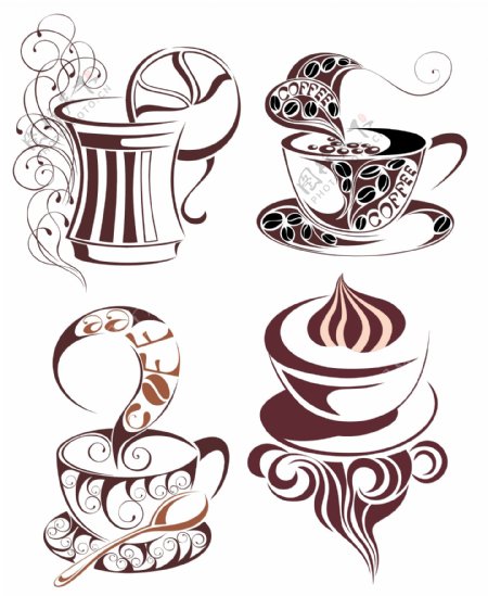 咖啡花纹图标矢量素材