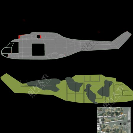 SA330彪马直升机三维模型渲染